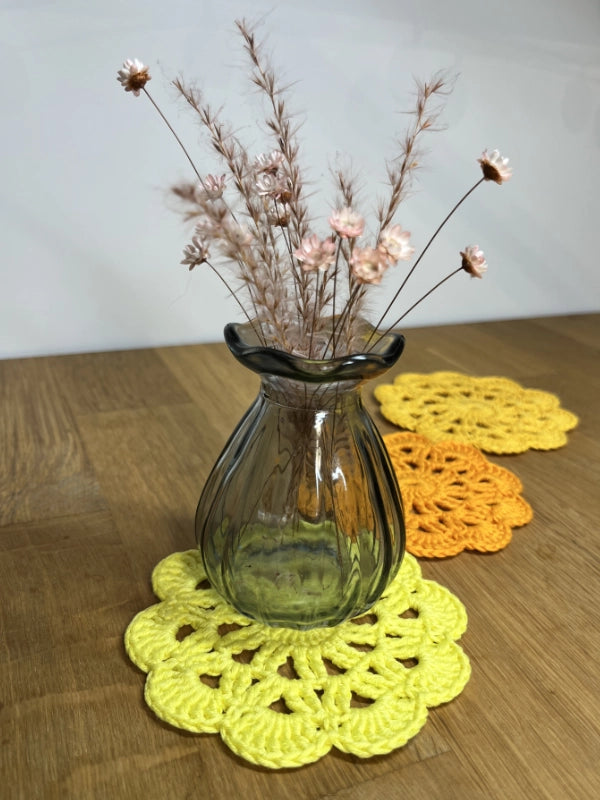 6er-Set Handgefertigte Häckel-Untersetzer "Flower" aus 100%-Baumwolle